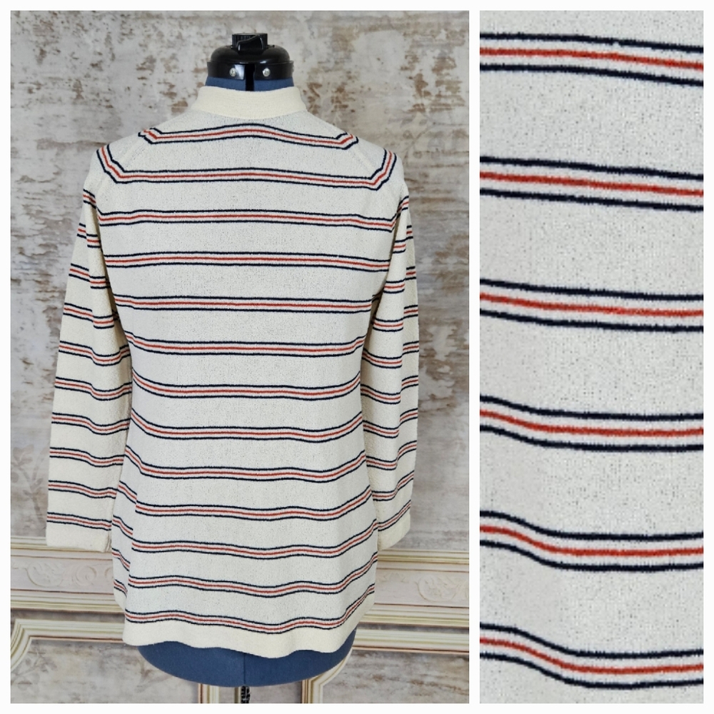 Vintage 70s Pullover Striped Top S Women's S vtg 1970s Academia Mod Beatnik